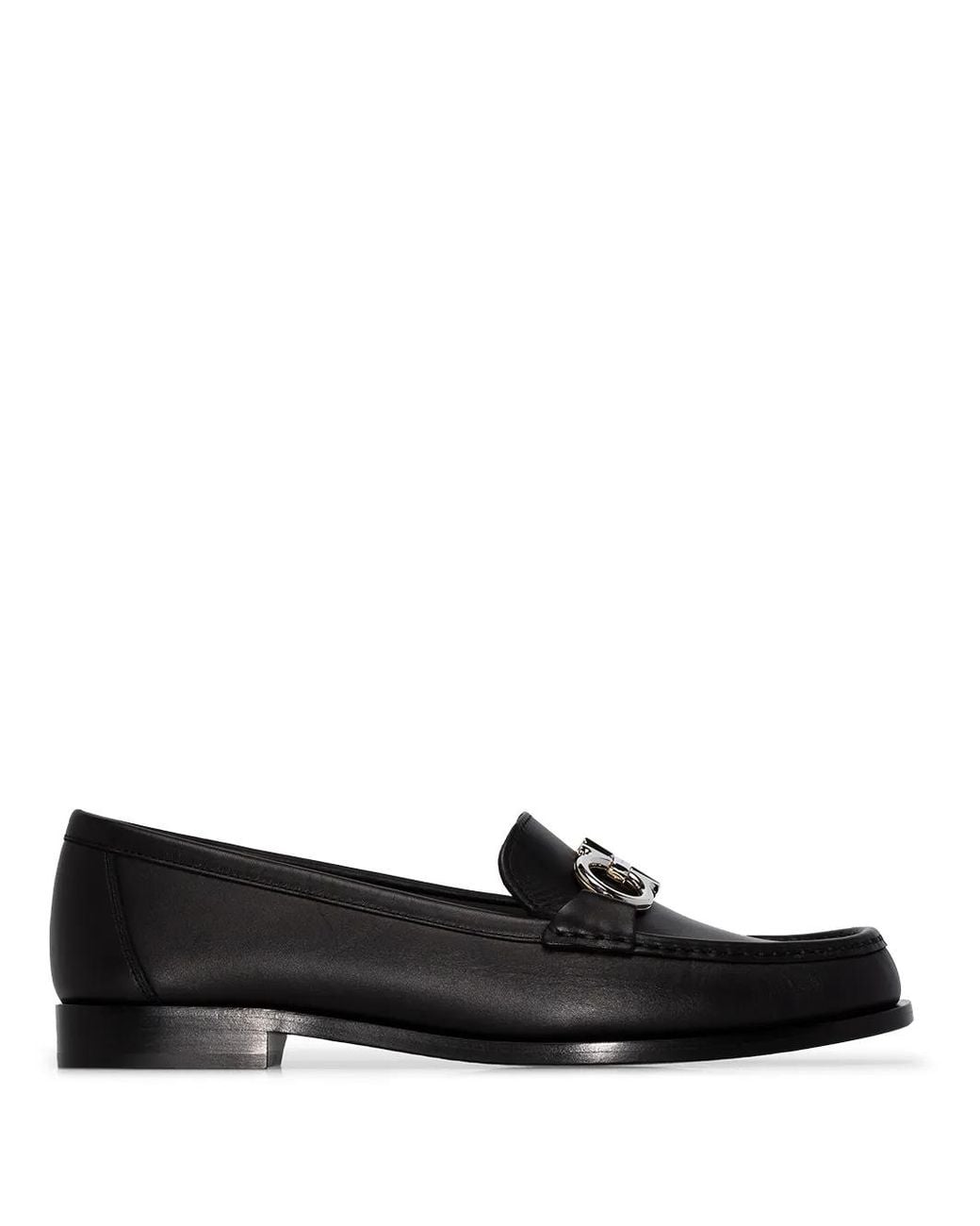 Ferragamo Black Leather Polo Leather Loafers