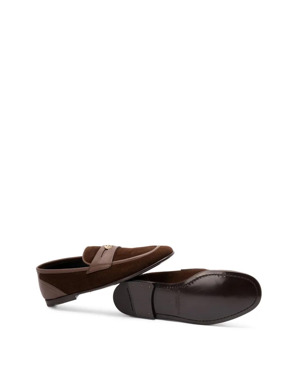 Dolce & Gabbana Brown Chaussons En Croûte De Cuir De Veau for men