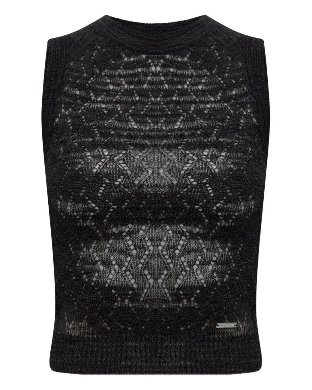 DSquared² Black Openwork Sleeveless Vest