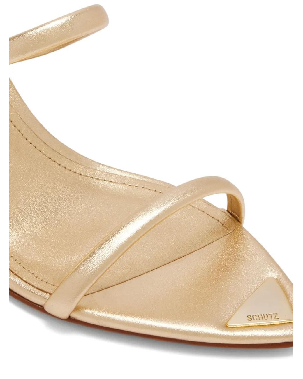 SCHUTZ SHOES White Metallic Pointed-Toe Heeled Sandals