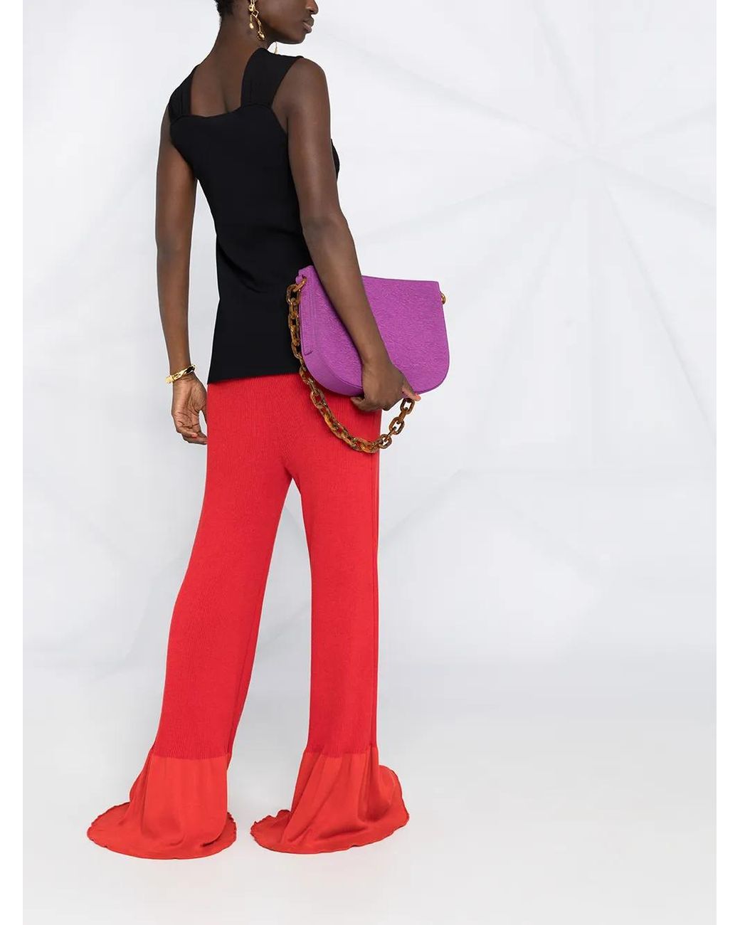 Stella McCartney Red Rib-Knit Long-Length Trousers