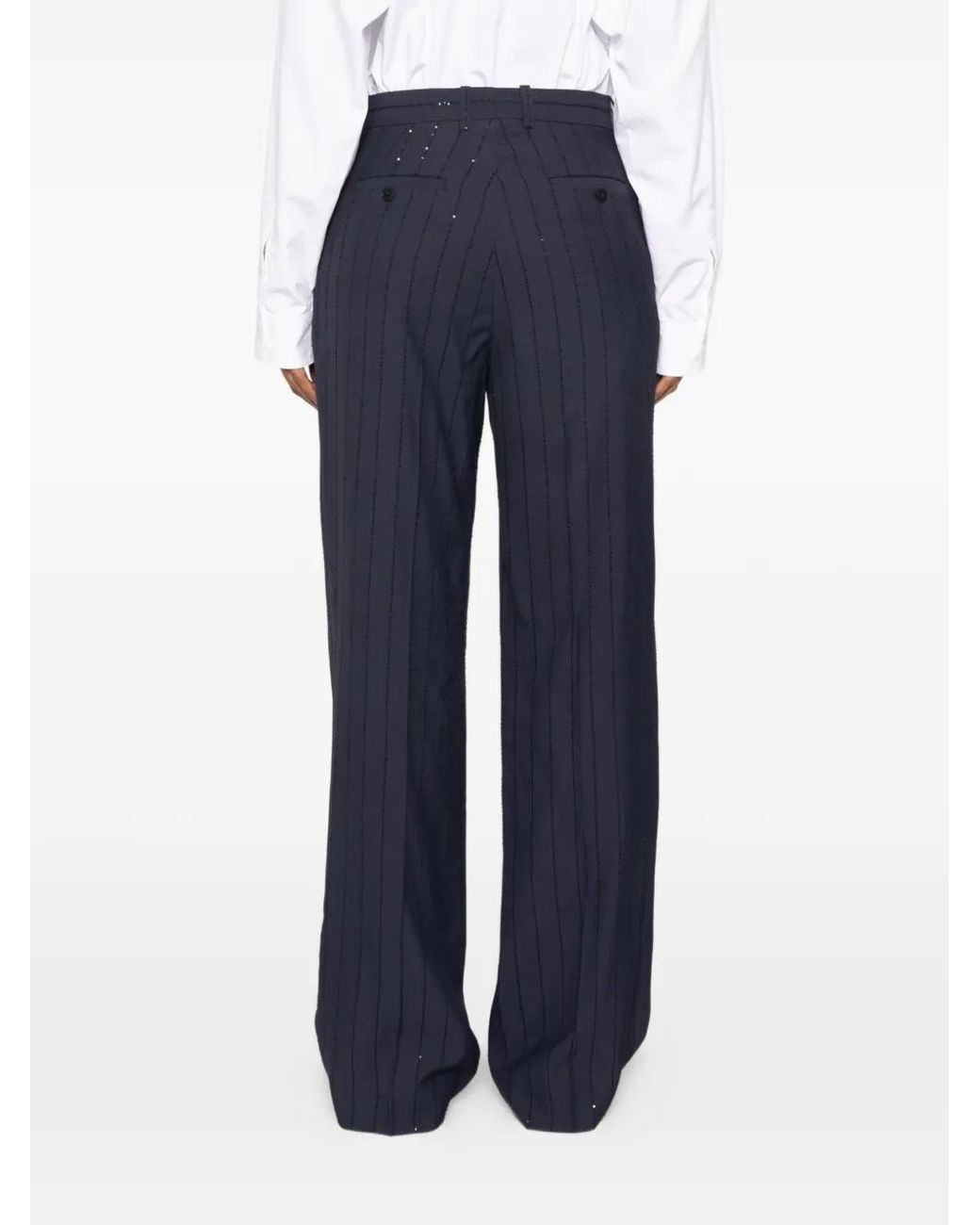 Sandro Blue Sequin-Embellished Trousers