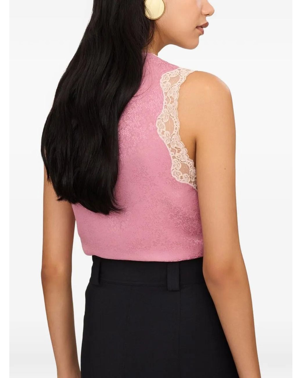 Chloé Pink Lace-Trim Jacquard Top