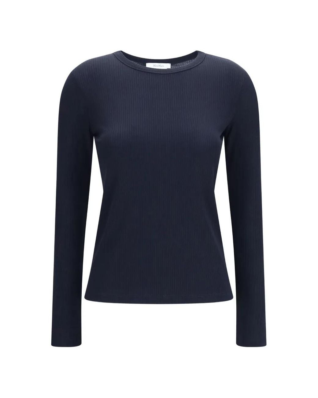 Max Mara Blue Ribbed Long-Sleeve T-Shirt