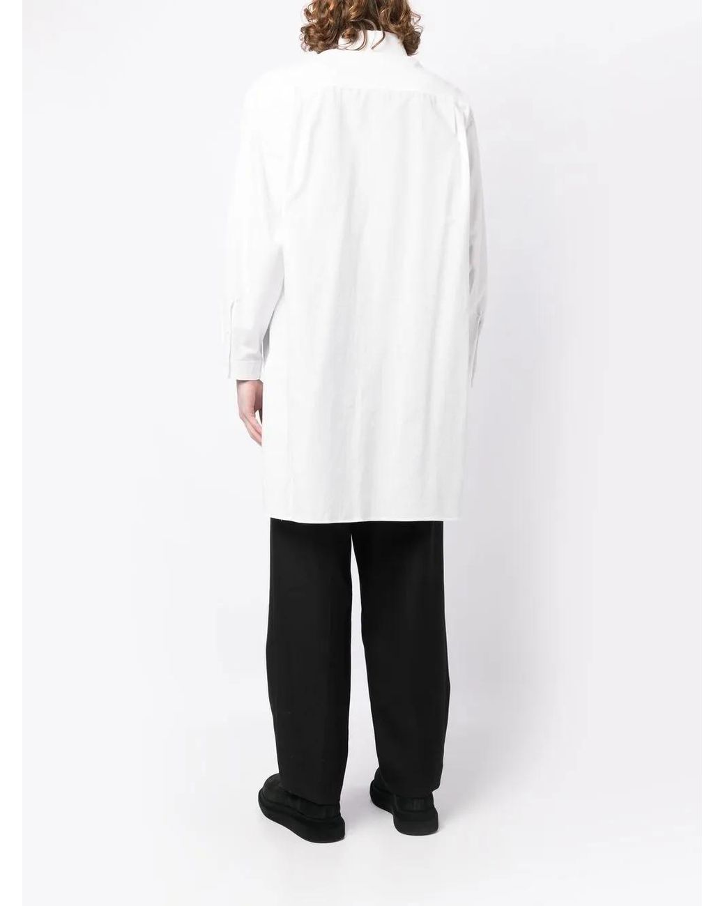 Yohji Yamamoto White Tab-Collar Long Shirt for men