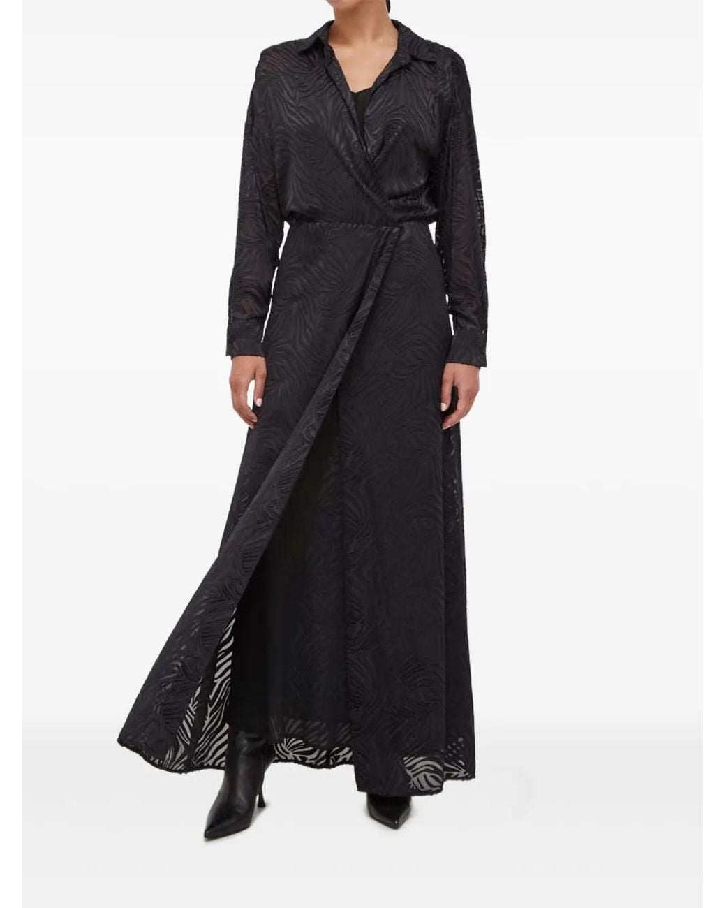 Pinko Black Patterned Wrap Maxi Dress