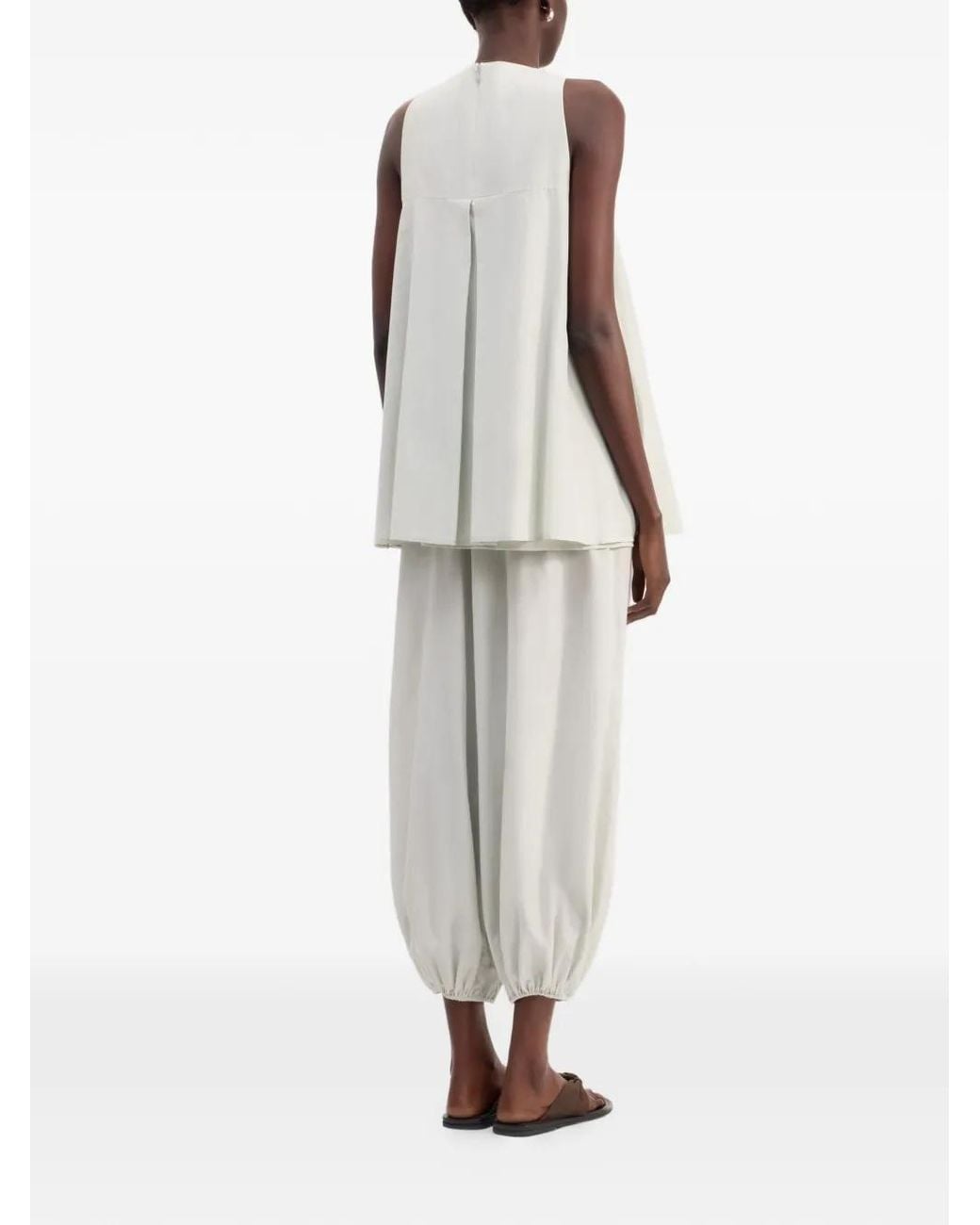Loulou de Saison White Liao Gathered Flaring Blouse