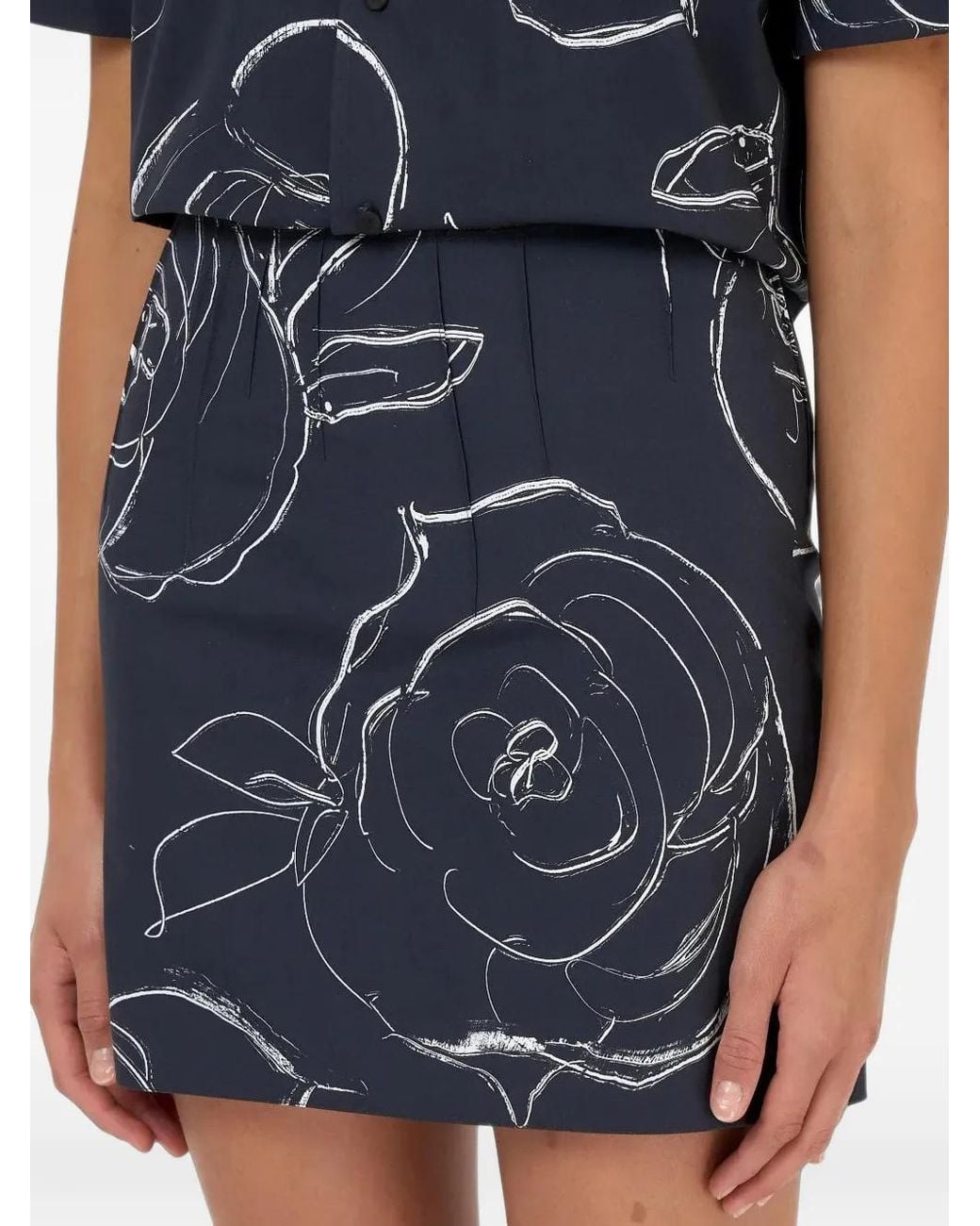 Marni Blue Aurora Floral-Print Skirt
