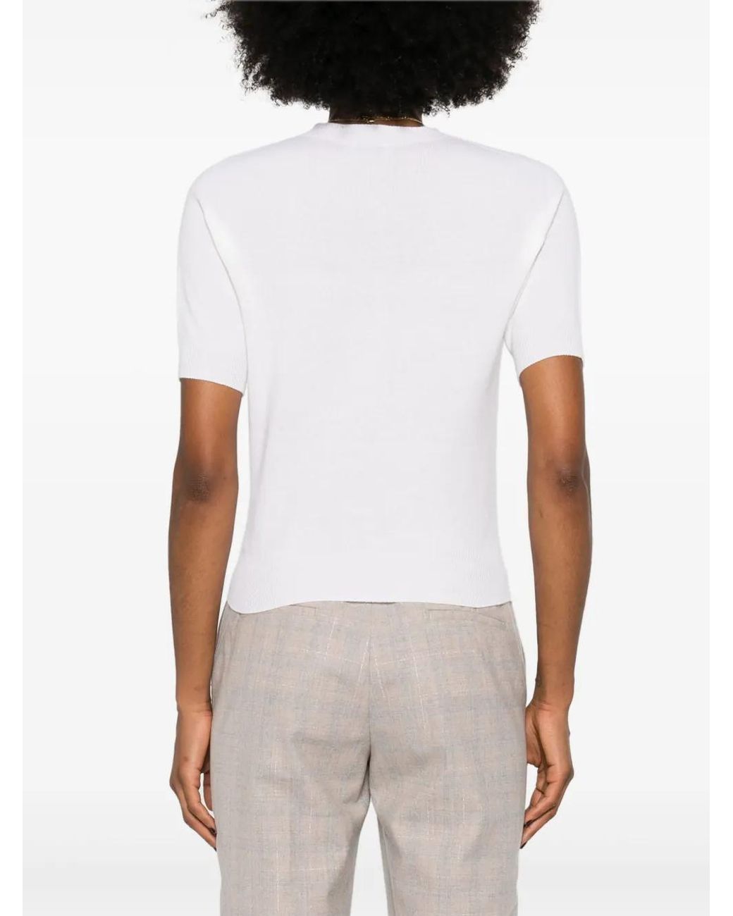 Peserico White Bead-Embellished Knitted Top