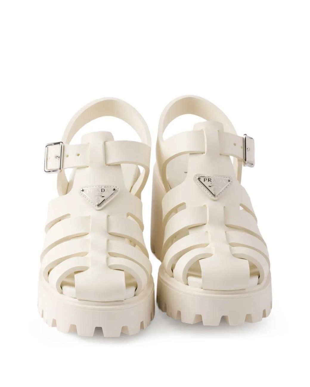 Prada White Rubber Platform Sandals