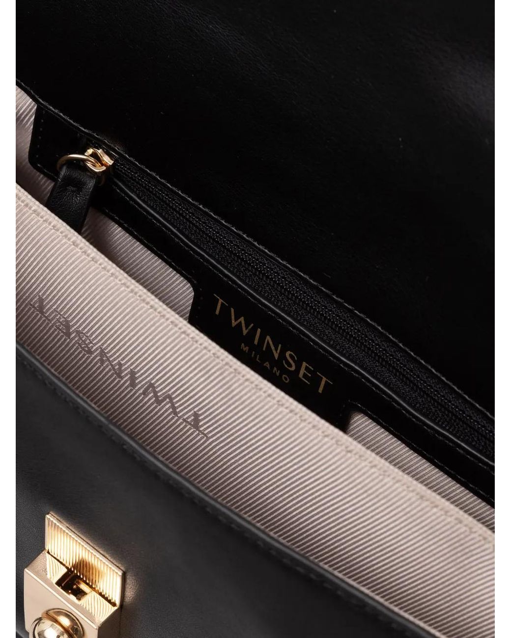 Twinset Black Logo-Engraved Shoulder Bag