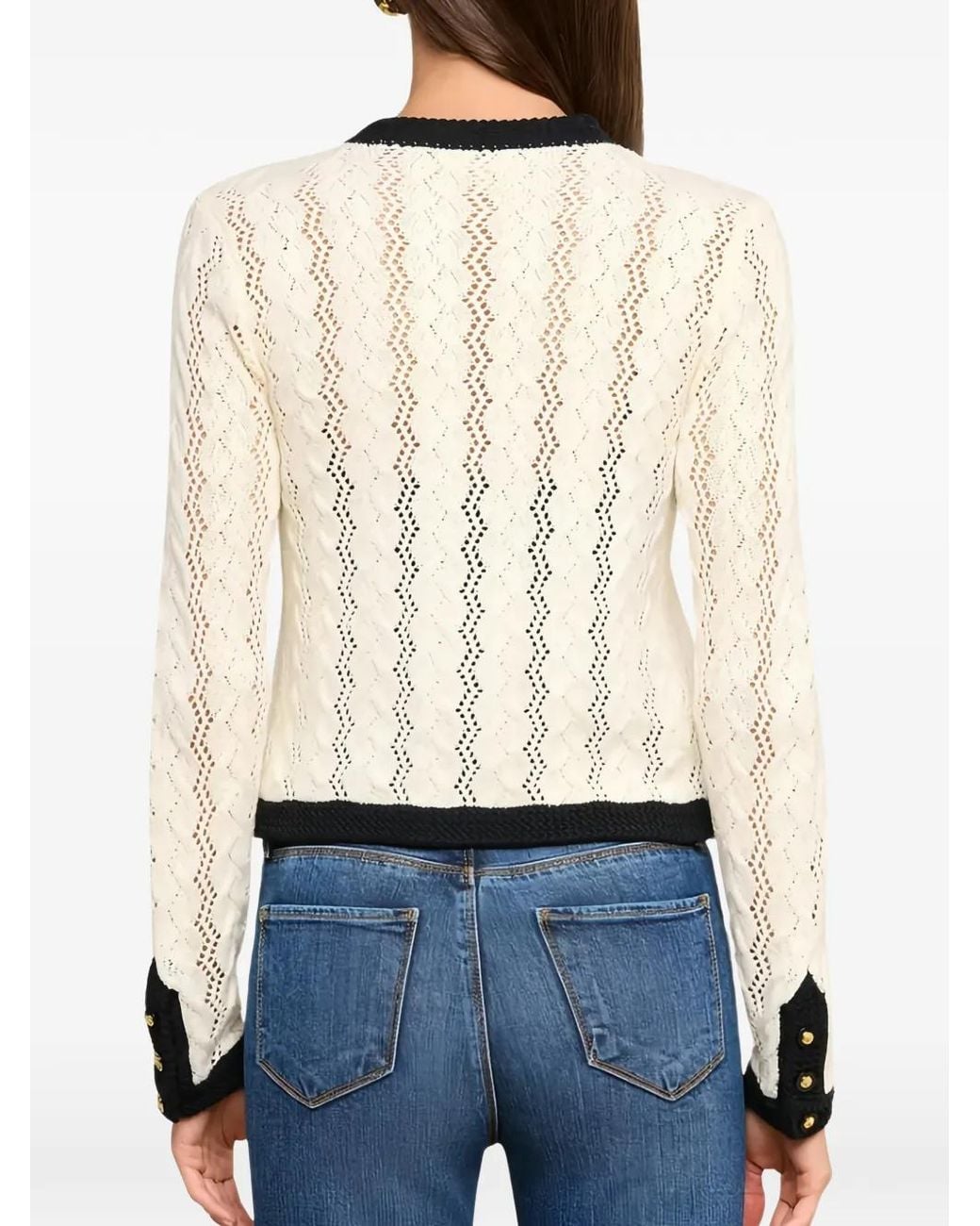 L'Agence White Zephyra Pointelle Cardigan