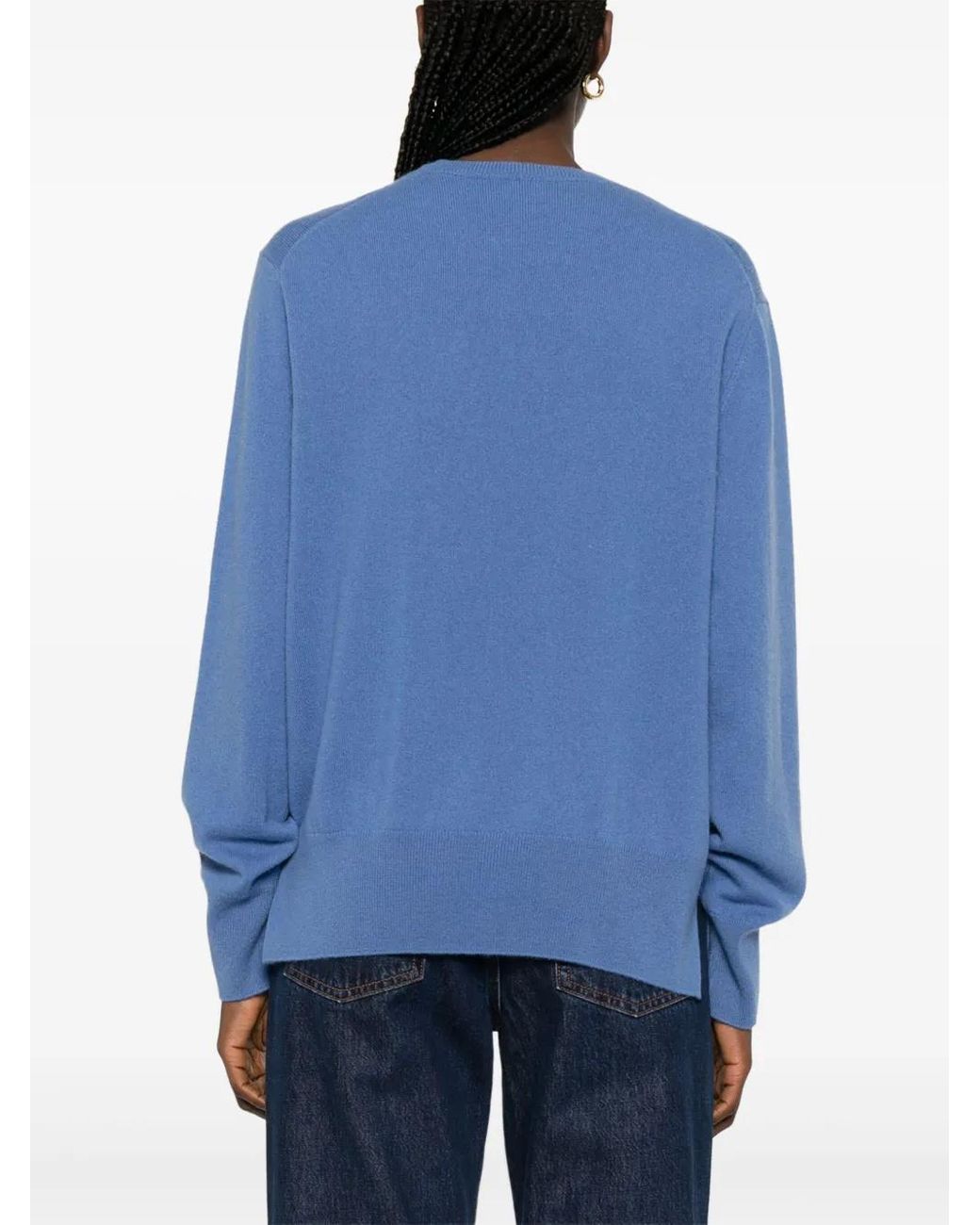 Totême Blue Crew-Neck Cashmere Sweater