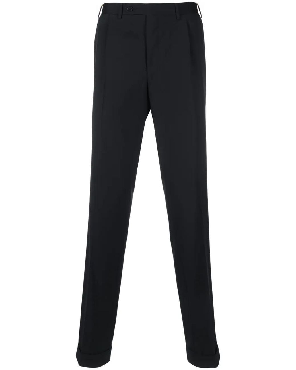 Canali Blue Straight-Leg Wool Tailored Trousers for men