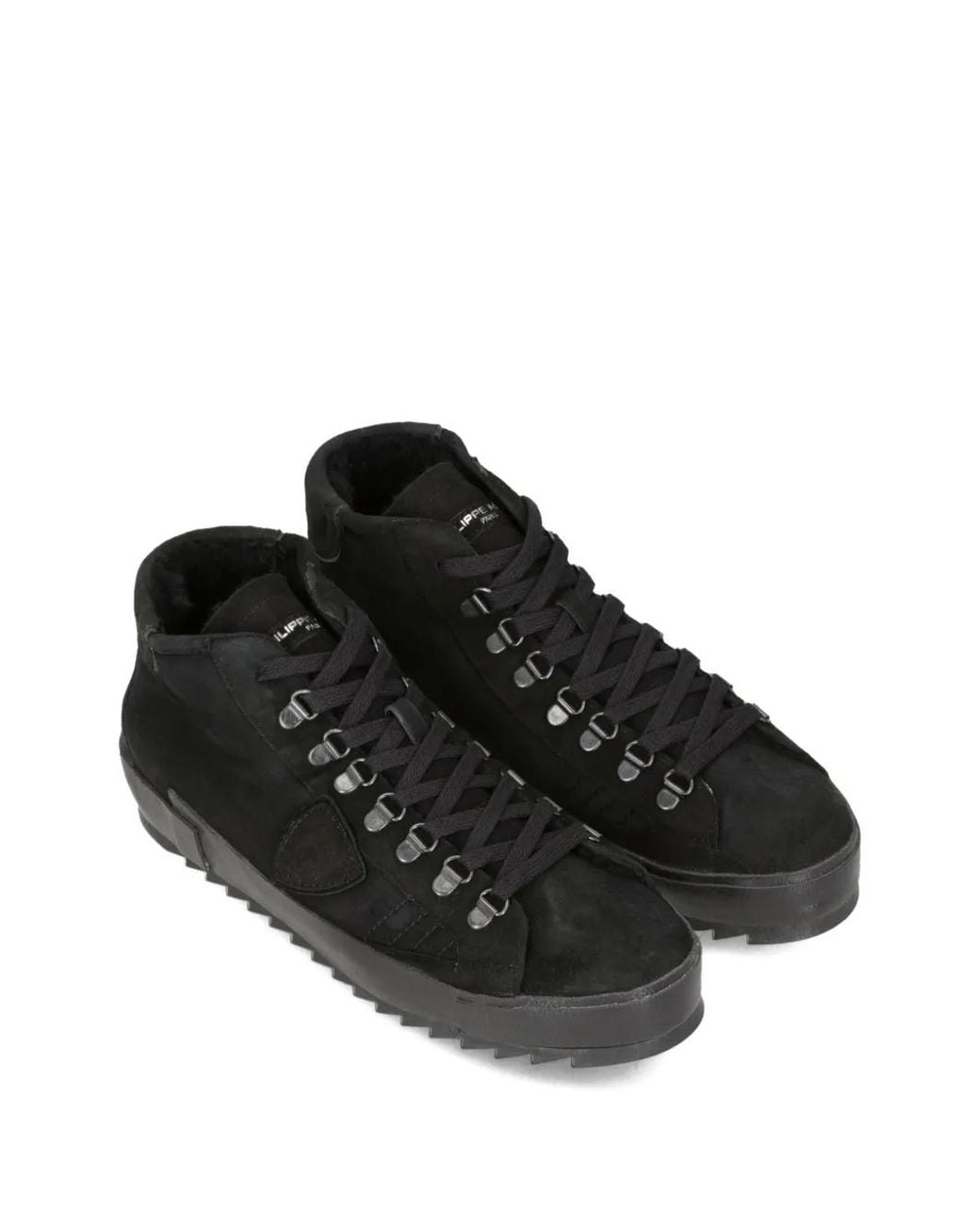 Philippe Model Black High-Top Suede Trainers for men