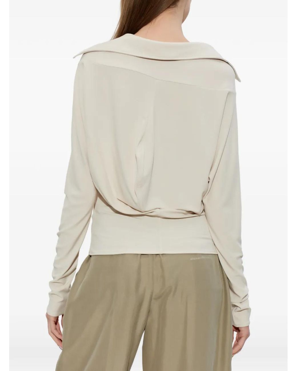 Alexander Wang White Draped Long-Sleeve Top