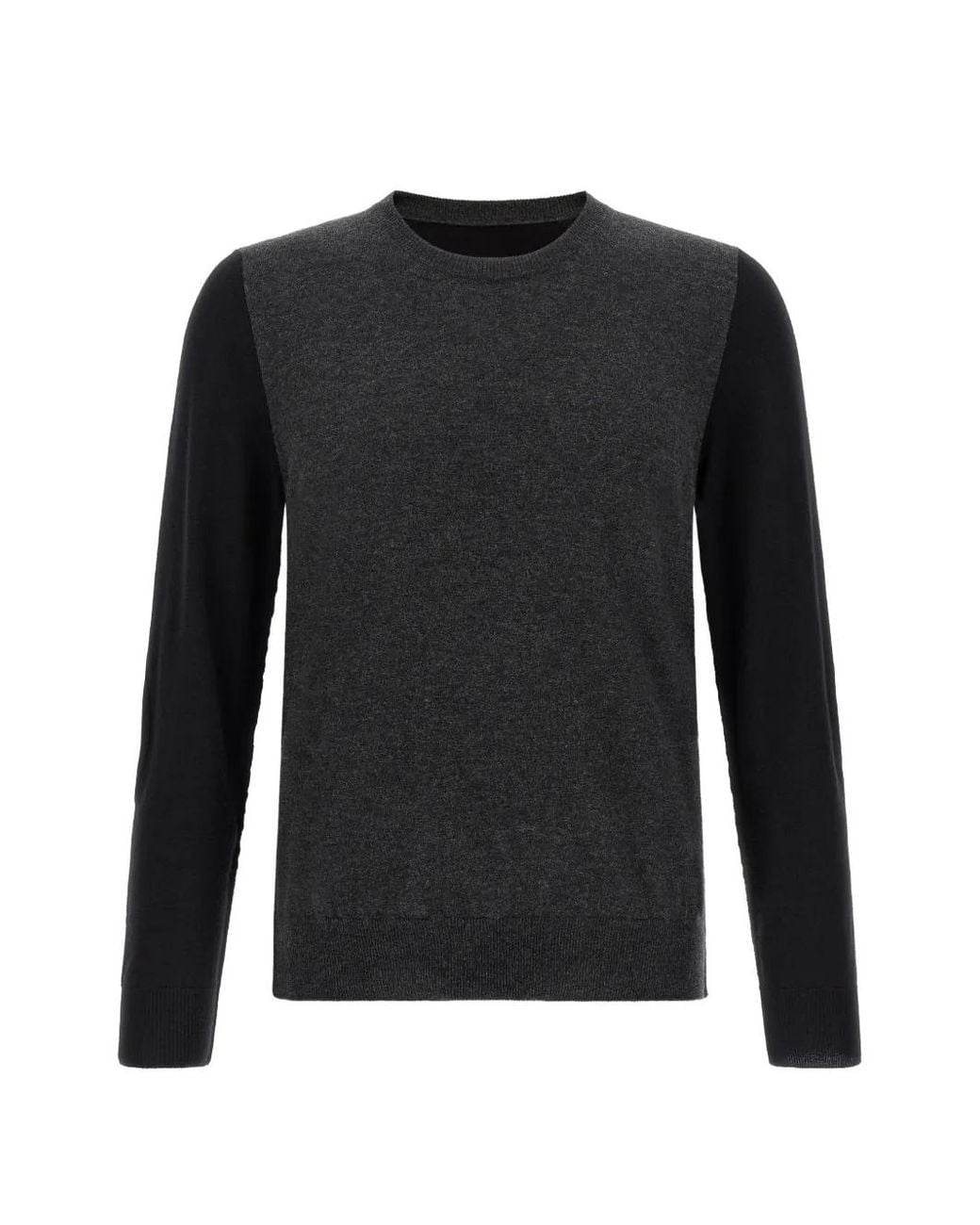 Maison Margiela Black Two-Tone Wool Crewneck T-Shirt for men