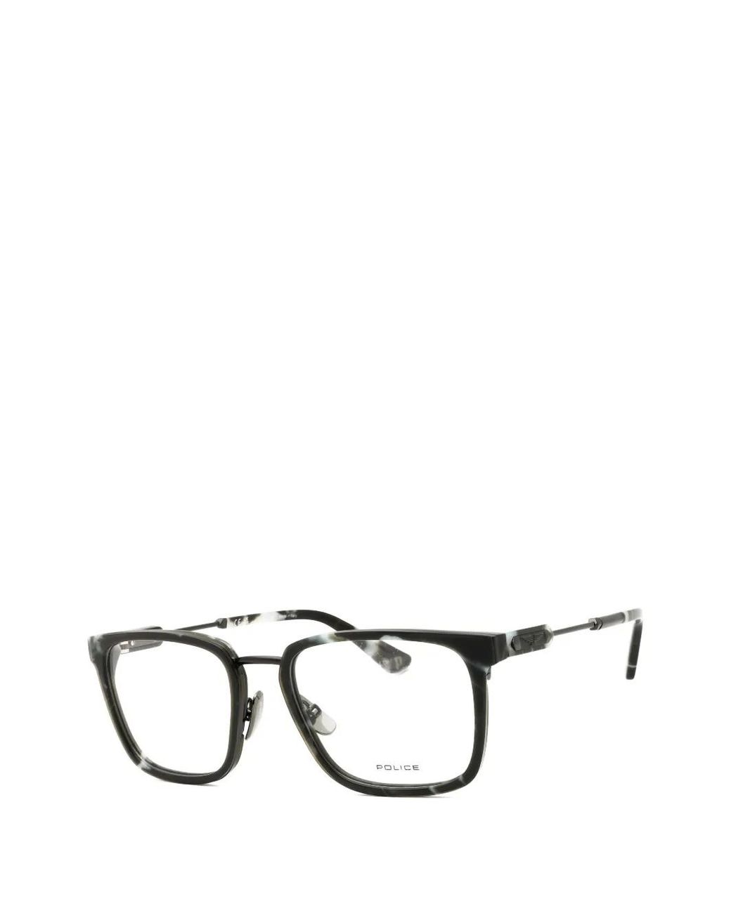 Police Black Rectangle-Frame Glasses for men