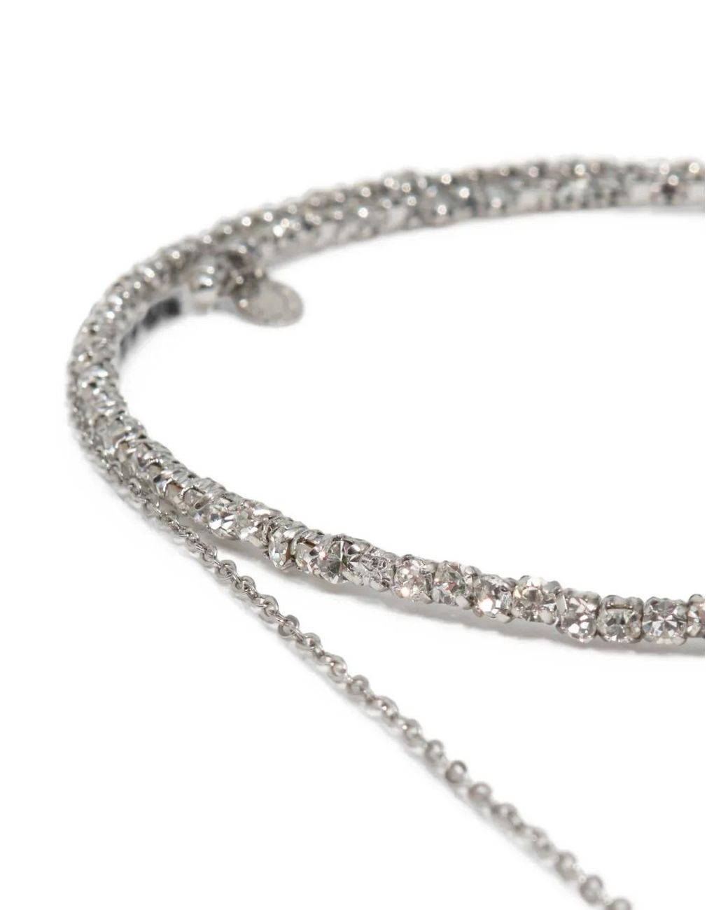 Bimba Y Lola White Crystal Choker And-Tone Faux-Pearl Chain