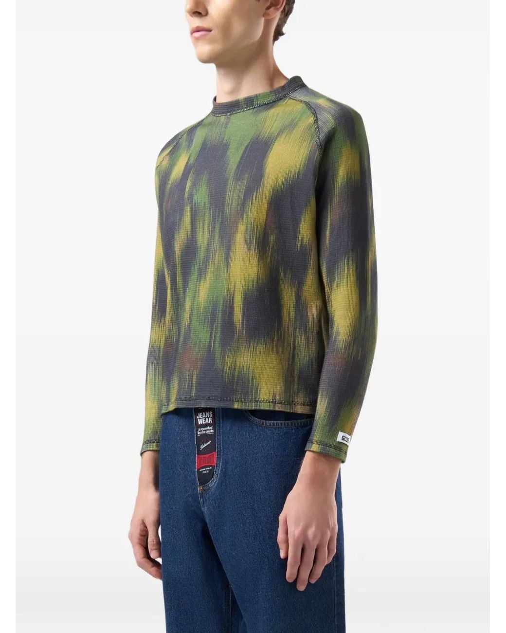 Gcds Green Camouflage-Pattern Long-Sleeve T-Shirt for men