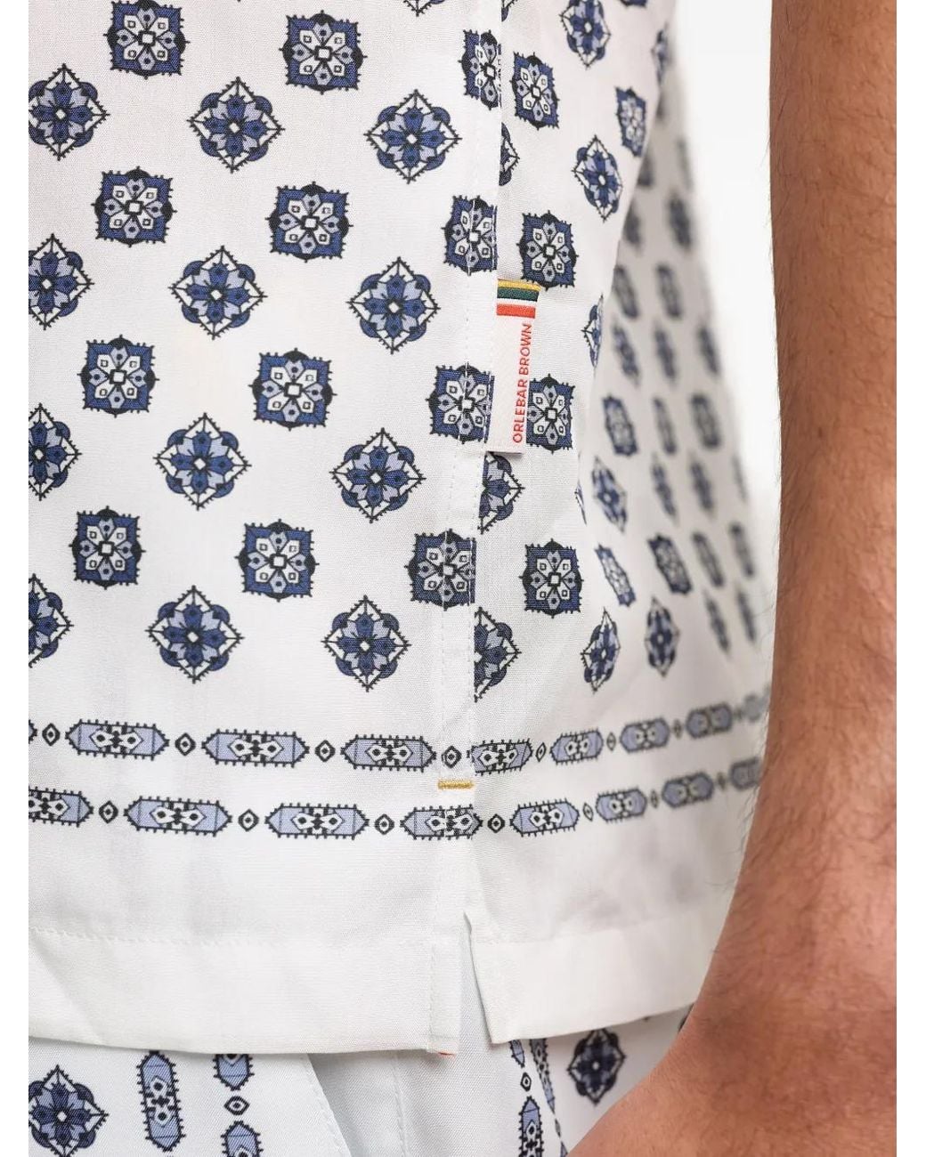 Orlebar Brown White Maitan Geometric-Print Shirt for men