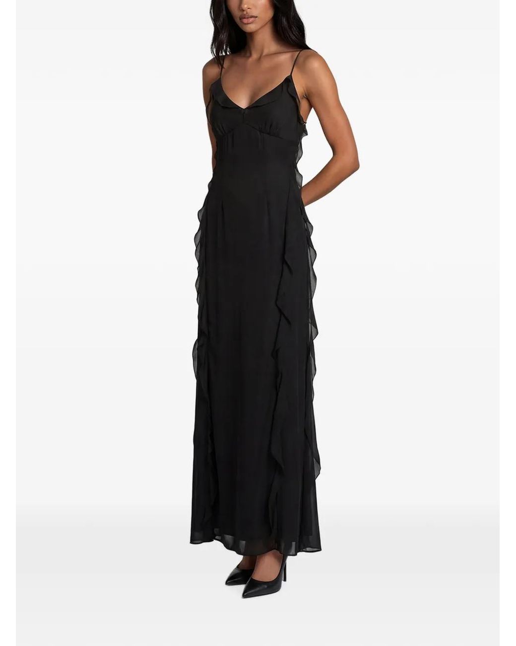 Jonathan Simkhai Black Emily Ruffled Maxi Dress