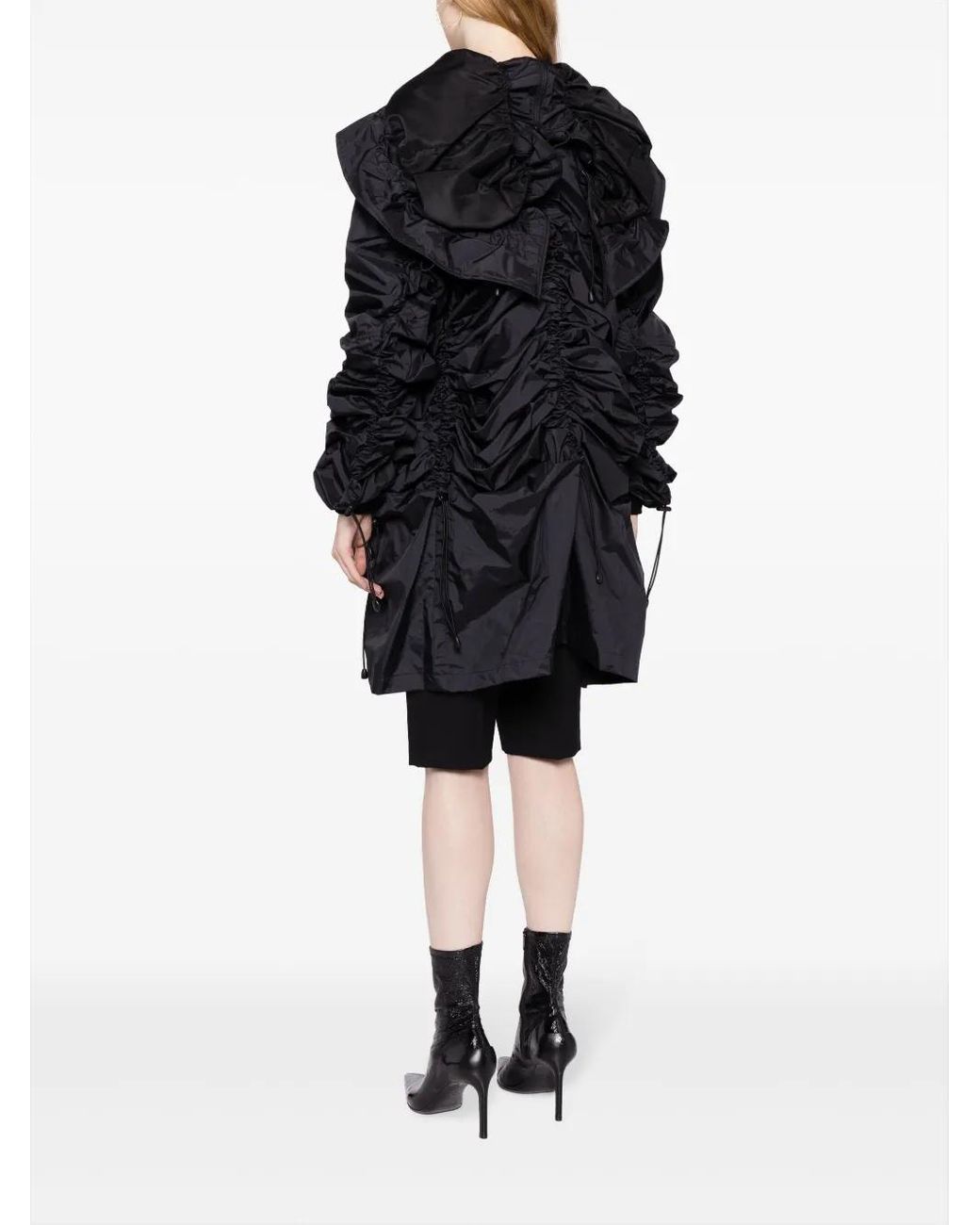 Junya Watanabe Black Gathered-Detail Wool Jacket