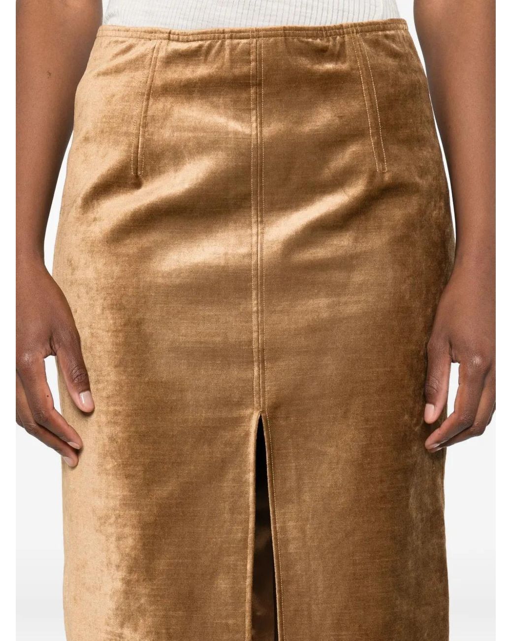Forte_forte Brown Velvet Split Skirt