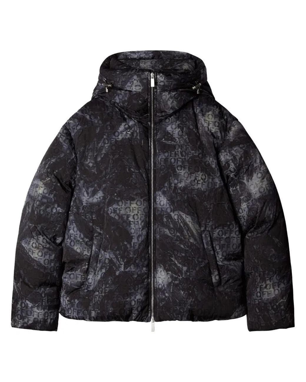 Off-White c/o Virgil Abloh Black Logo-Jacquard Puffer Jacket for men