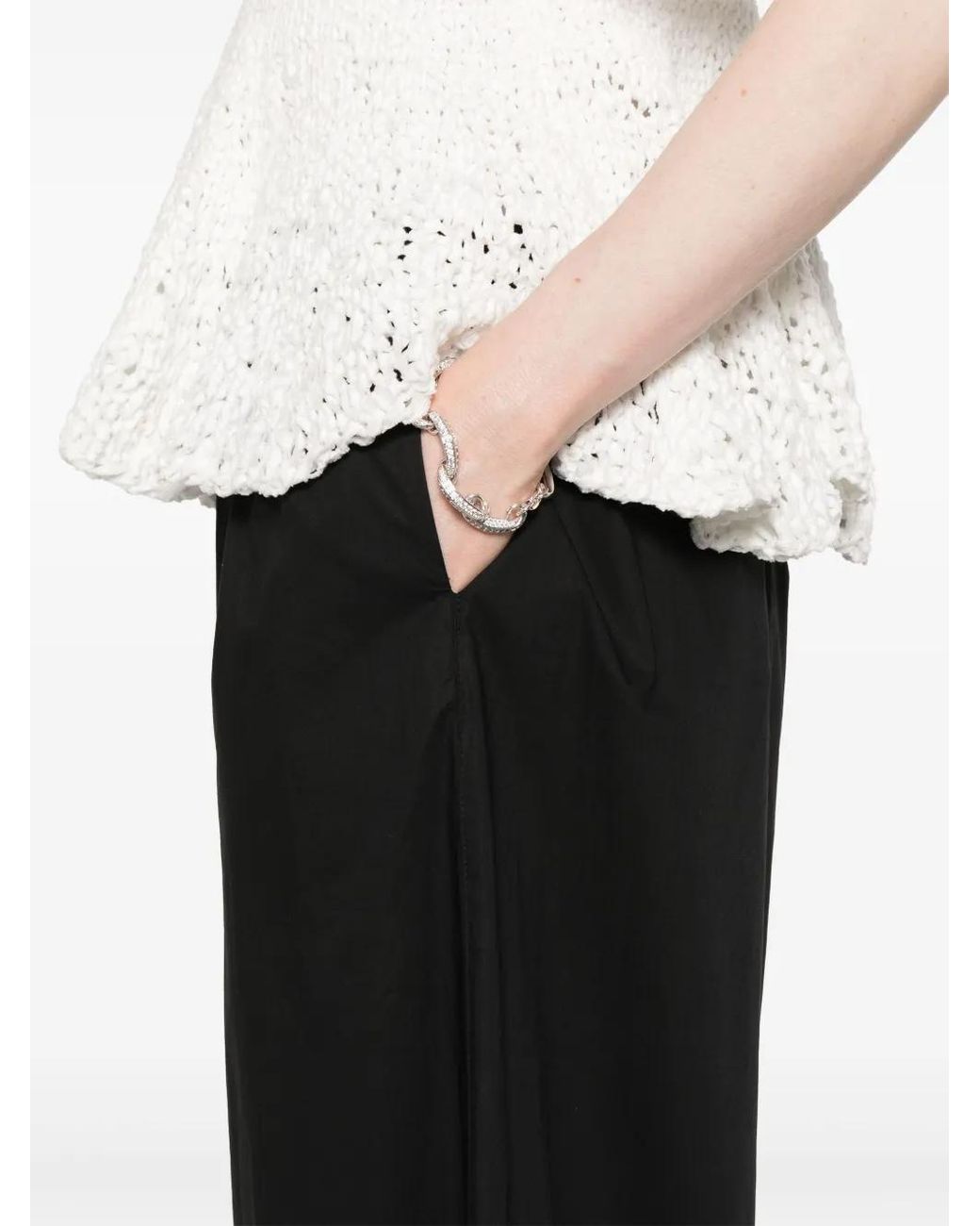 Pinko Black Cotton Tapered Trousers