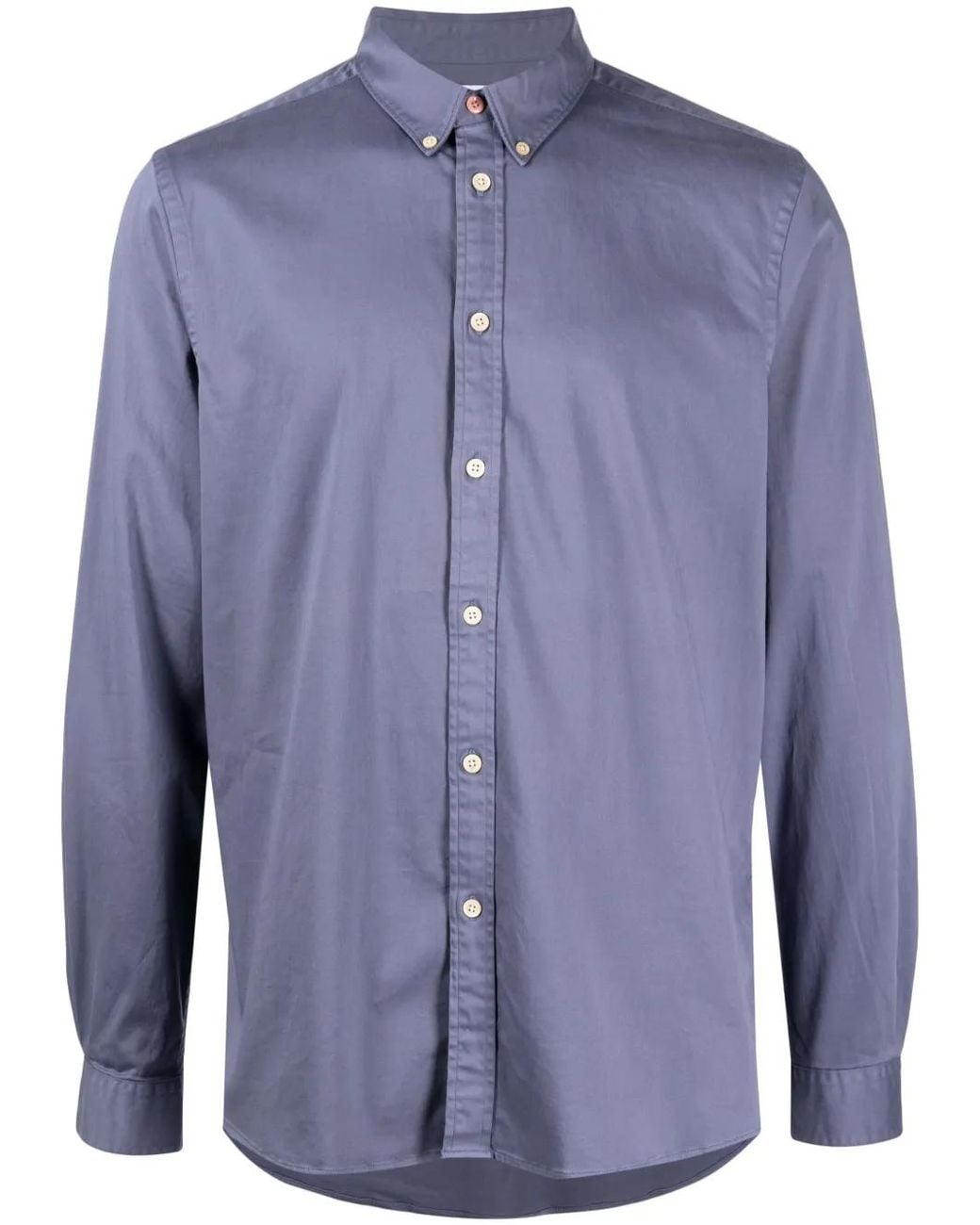 Paul Smith Blue Button-Down Collar Long-Sleeve Shirt for men