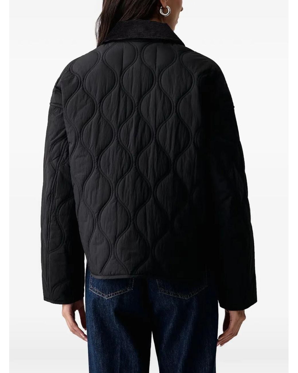 Marc O' Polo Black Quilted Corduroy-Collar Jacket