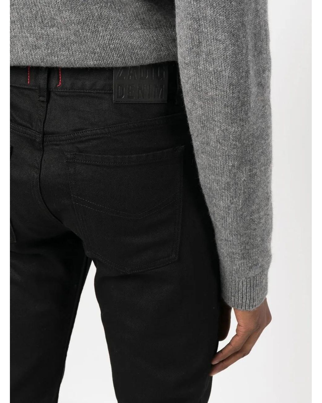Zadig & Voltaire Black Logo-Patch Straight-Leg Jeans for men