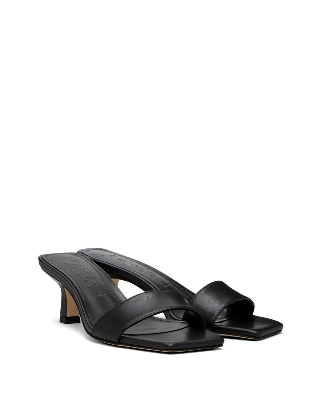 Aeyde Black Square-Toe Leather Sandals