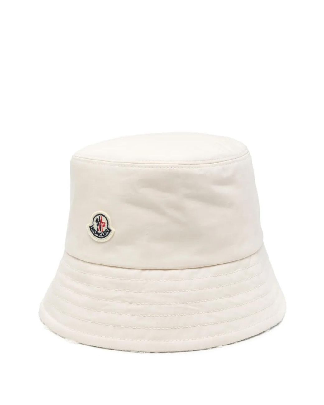 Moncler Natural Fischerhut Mit Logo-Patch