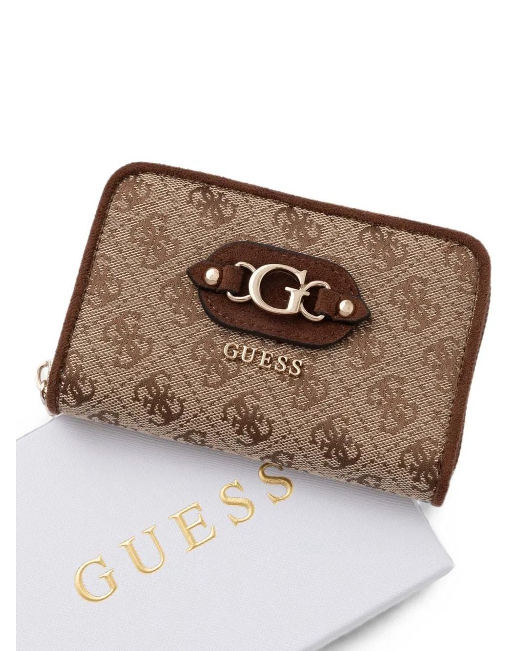 Guess Brown Samantha Logo-Print Zip-Around Wallet