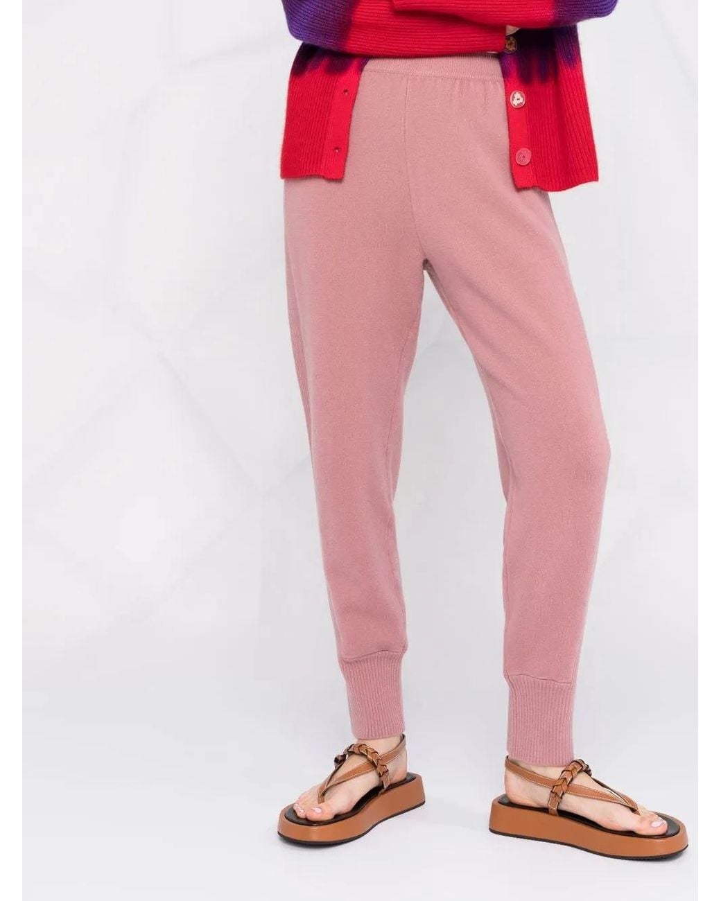 Alberta Ferretti Pink High-Rise Knitted Sweatpants