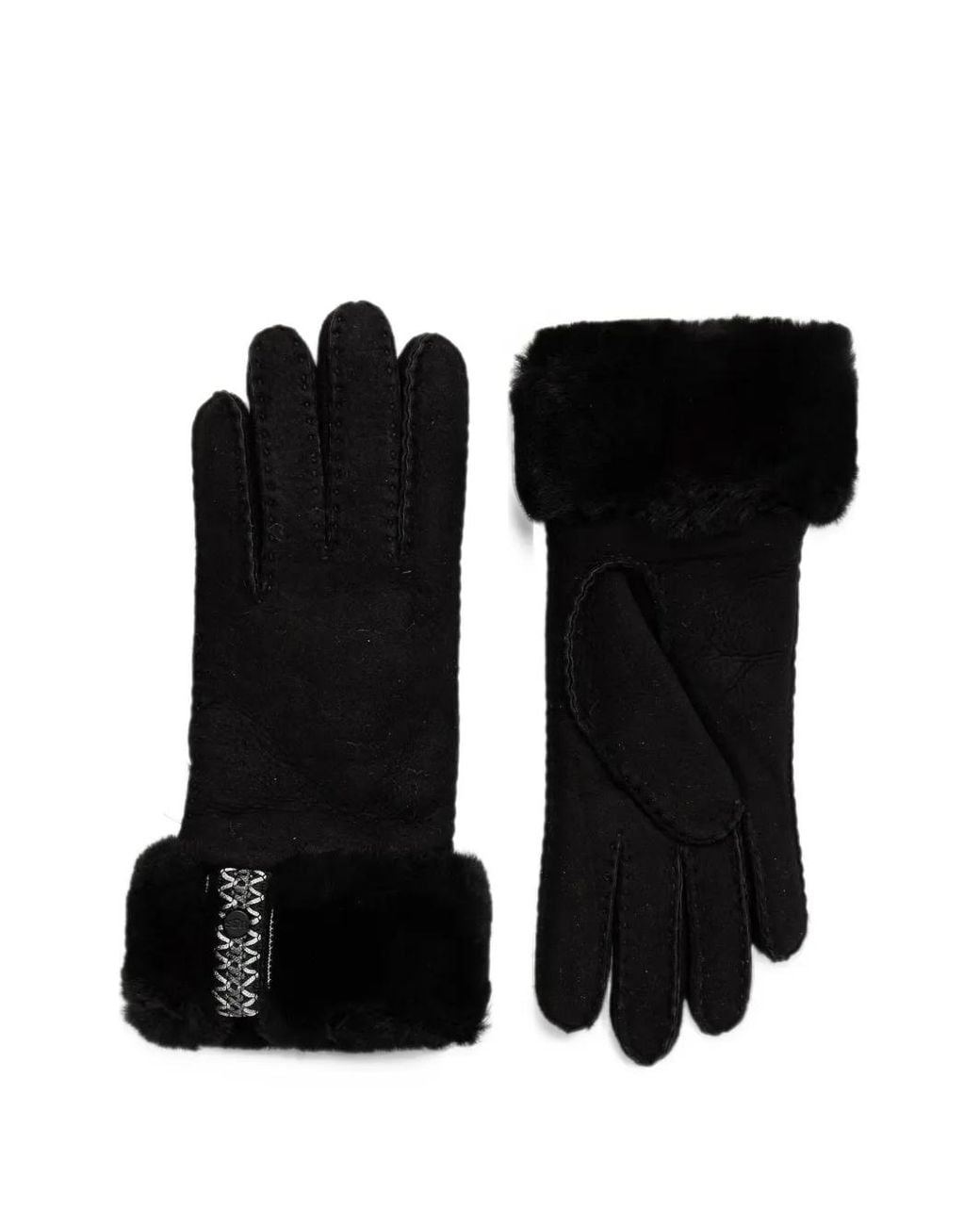 Ugg Black Sheepskin Braid Gloves