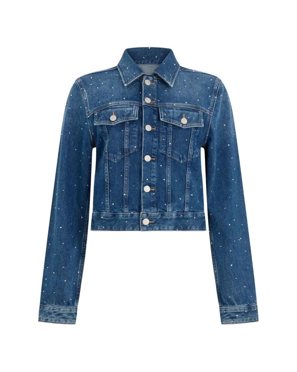 7 For All Mankind Blue Crystal-Embellished Denim Jacket