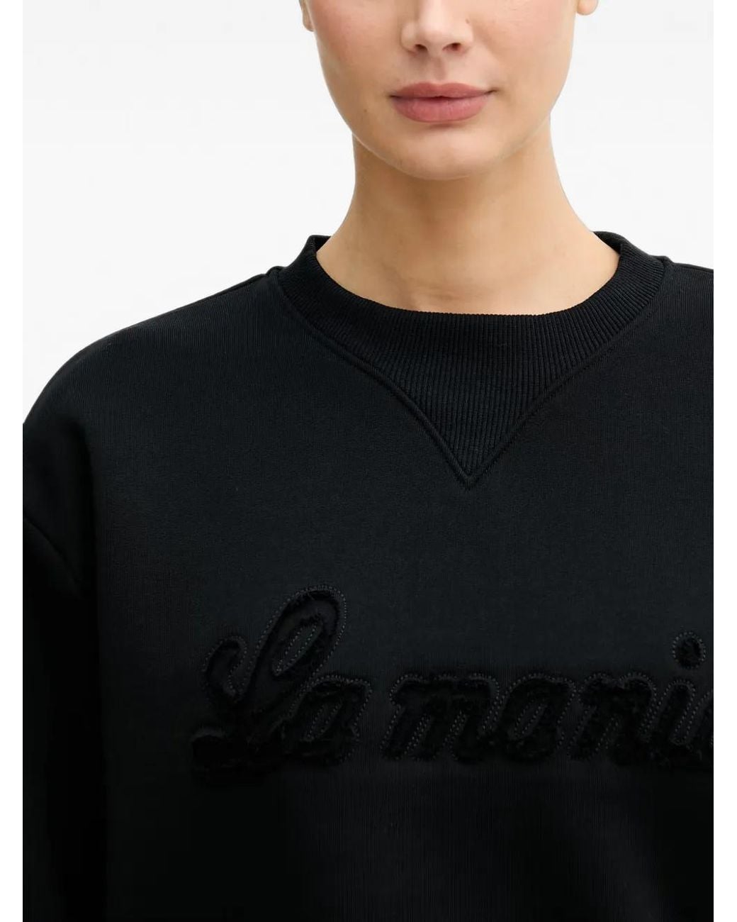La Mania Black Brodie Logo-Embroidered Sweatshirt