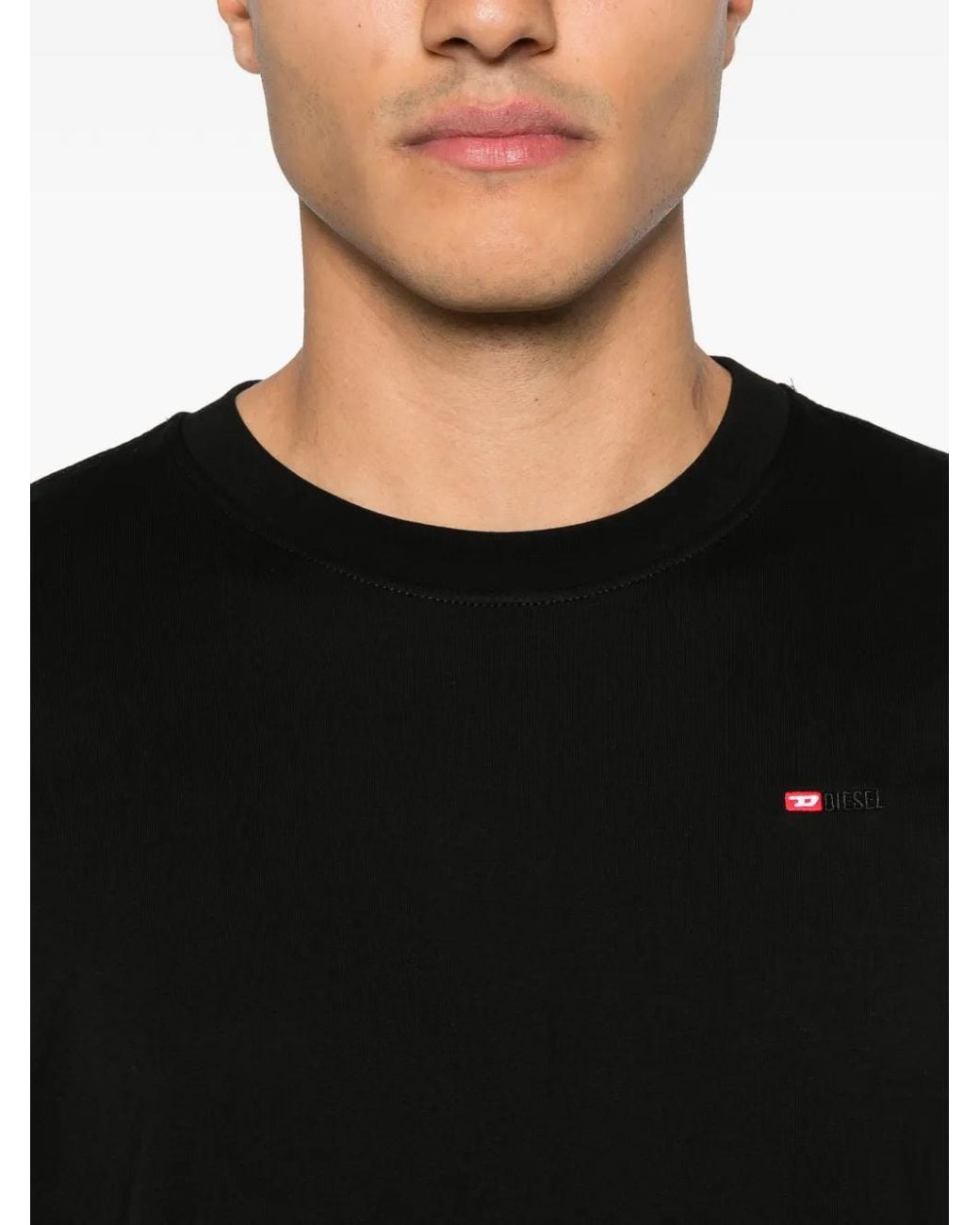 DIESEL Black Logo-Embroidered T-Shirt for men