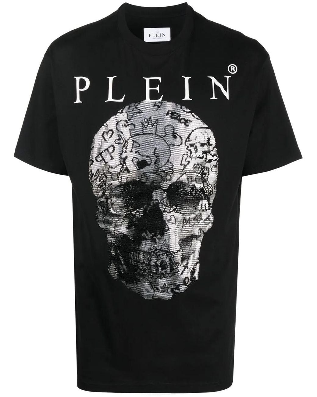 Philipp Plein Black Skull Print Short-Sleeve T-Shirt for men