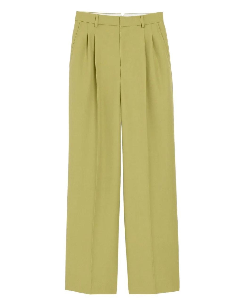 AMI Green Pleated Wide Trousers