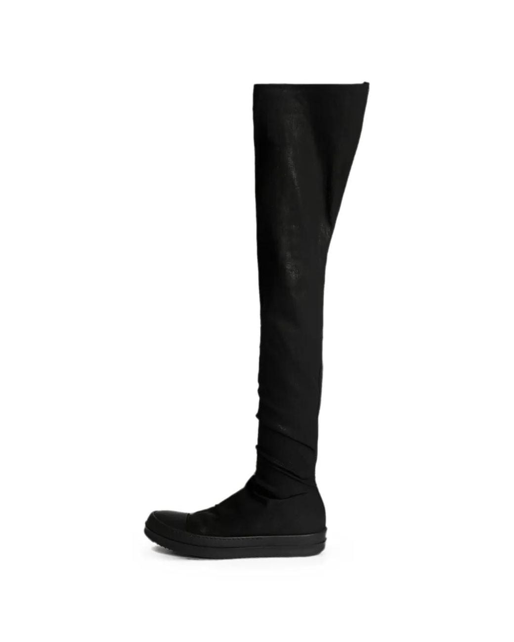Rick Owens Black Waxed High Sock Boots