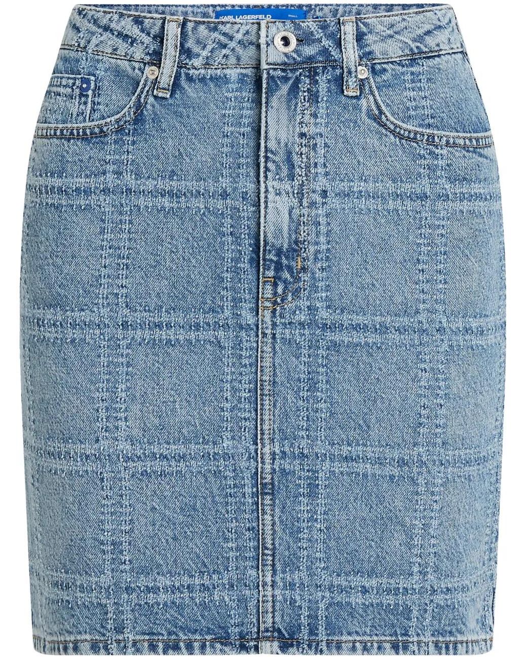 Karl Lagerfeld Blue Patchwork Denim Mini Skirt