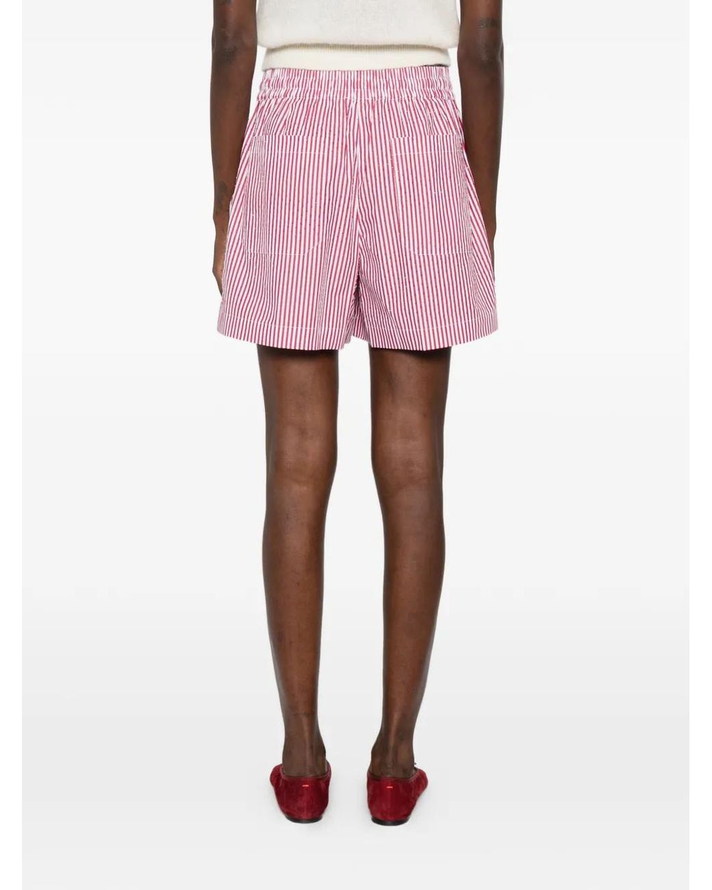 P.A.R.O.S.H. Pink Striped-Pattern Shorts