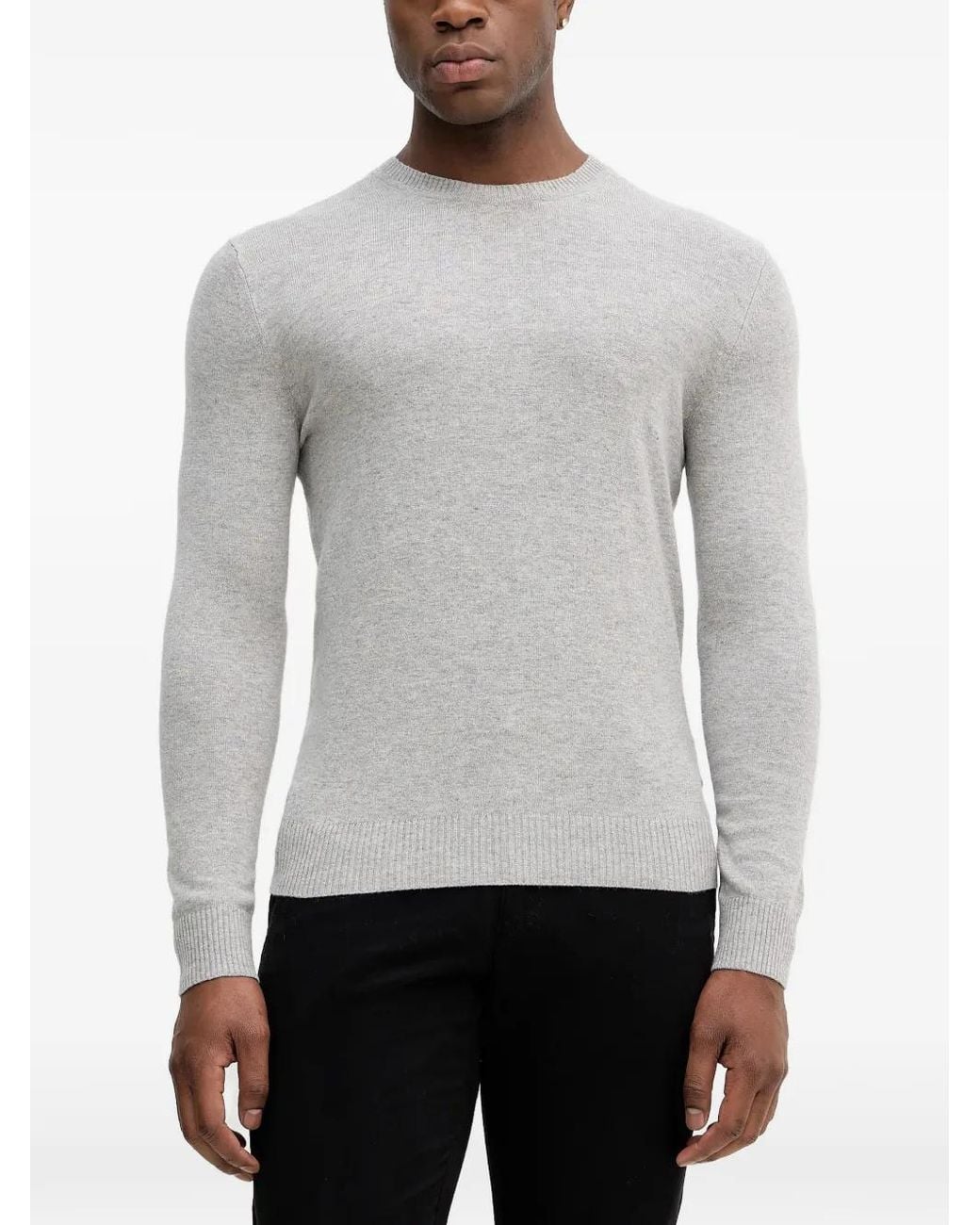 Sisley Gray Pull À Bords Côtelés for men