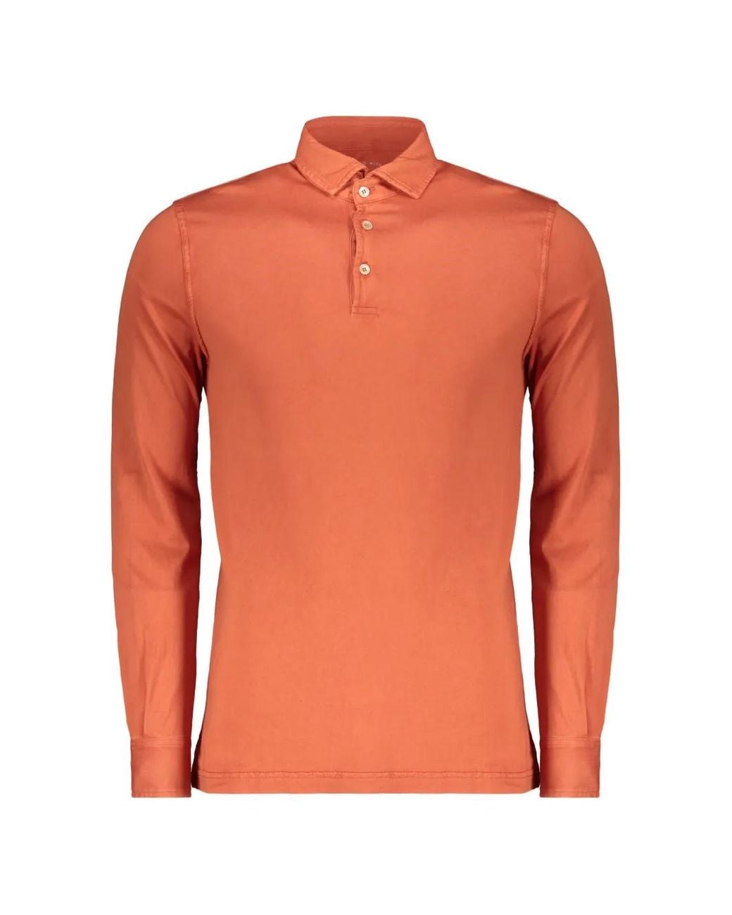 Fedeli Orange Polo À Manches Longues for men
