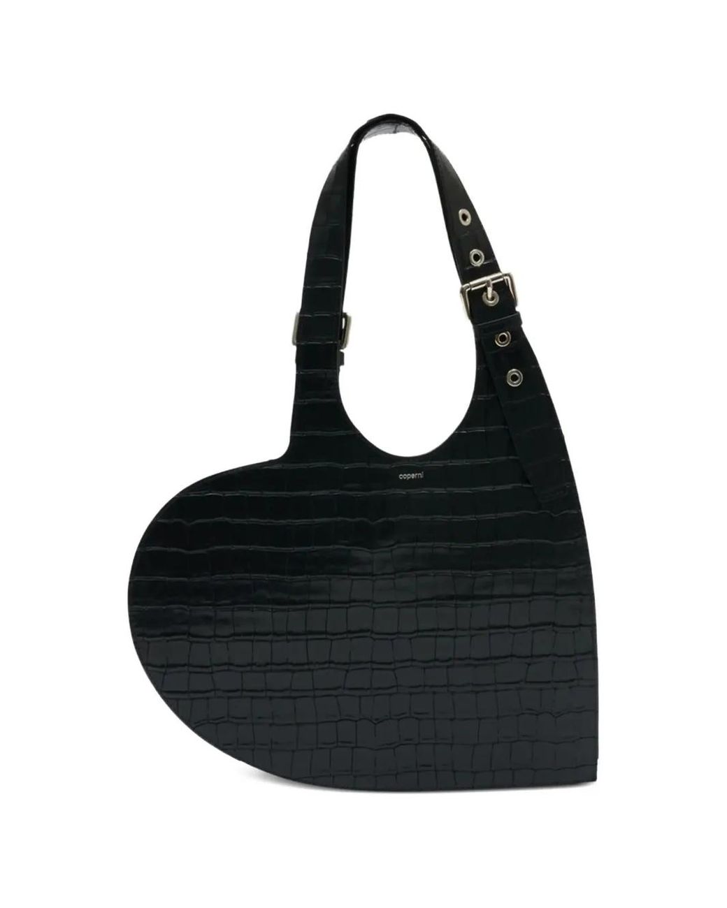 Coperni Black Croco Belt Heart Tote