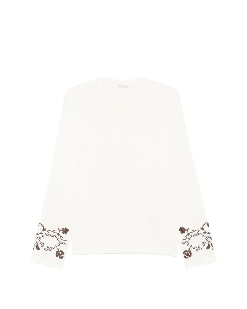 Moncler White Embroidered Long-Sleeve T-Shirt